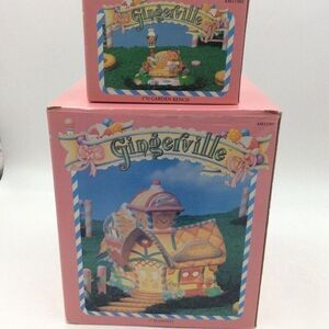 Vintage Gingerville Porcelain Light Up House Easter Village Garden Bench New